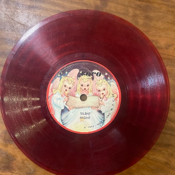 Vintage 1950 Red Vinyl Christmas Record Holiday Rare Unique Home Accents Music - Picture 3 of 4